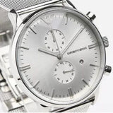 Buy Shop Emporio Armani Classic Chronograph Quartz Silver Dial Silver Mesh Bracelet Watch For Men - AR0390 USA Online