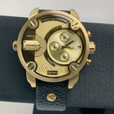 Buy Shop Diesel Mr Daddy Gold Dial Black Leather Strap Watch For Men - DZ7363 USA Online