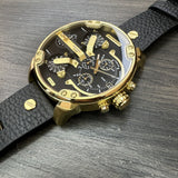 Buy Shop Diesel Mr Daddy Chronograph Black Dial Black Leather Strap Watch For Men - DZ7371 USA Online