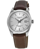 Buy Shop Tissot Gentleman Powermatic 80 Silicium Silver Dial Brown Leather Strap Watch For Men - T127.407.16.031.00 USA Online