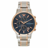 Buy Shop Emporio Armani Renato Chronograph Blue Dial Two Tone Steel Strap Watch For Men - AR80025 USA Online