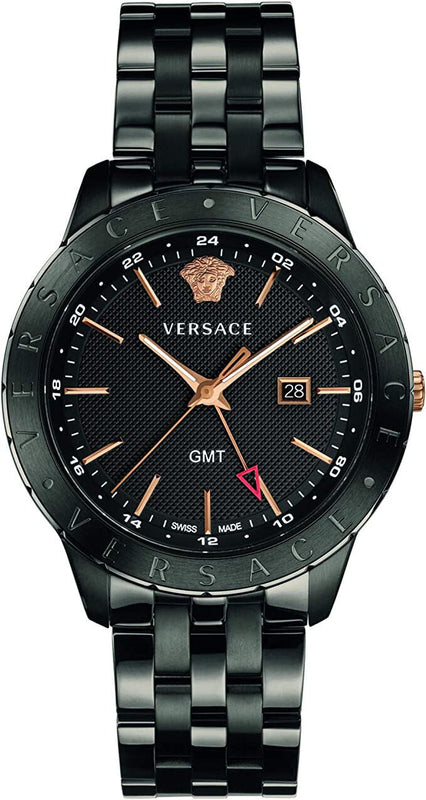 Buy Shop Versace Univers Quartz Black Dial Black Steel Strap Watch for Men - VEBK00618 USA Online