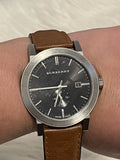 Buy Shop Burberry The City Black Dial Brown Leather Strap Watch for Men - BU9905 USA Online