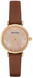 Buy Shop Emporio Armani Gianni T Bar Quartz Pink Mother of Pearl Dial Brown Leather Strap Watch For Women - AR1960 USA Online