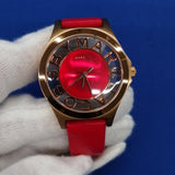 Buy Shop Marc Jacobs Henry Skeleton Red Dial Red Leather Strap Watch for Women - MBM1338 USA Online