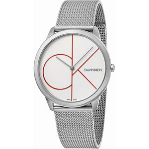 Buy Shop Calvin Klein Minimal White Dial Silver Mesh Bracelet Watch for Men - K3M51152 USA Online