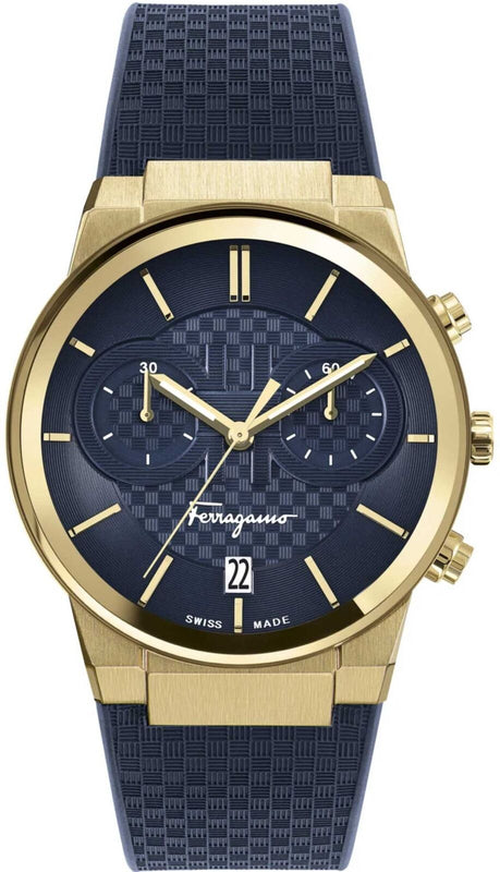 Buy Shop Salvatore Ferragamo Sapphire Chrono Blue Dial Blue Silicone Strap Watch for Men - SFME00221 USA Online