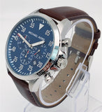 Buy Shop Michael Kors Gage Chronograph Blue Dial Brown Leather Strap Watch For Men - MK8362 USA Online