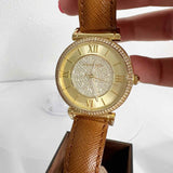 Buy Shop Michael Kors Catlin Champagne Dial Brown Leather Strap Watch for Women - MK2375 USA Online