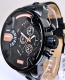 Buy Shop Diesel Little Daddy Chronograph Black Dial Black Leather Strap Watch For Men - DZ7291 USA Online