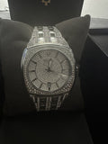 Bulova Phantom Swarovski Crystal Pave Silver Dial Silver Steel Strap Watch for Men - 98B296