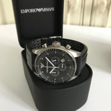Buy Shop Emporio Armani Sportivo Chronograph Black Dial Black Rubber Strap Watch For Men - AR0527 USA Online