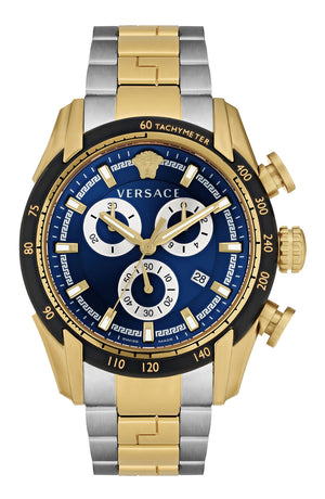 Buy Shop Versace V-Ray Chronograph Quartz Blue Dial Two Tone Steel Strap Watch For Men - VE2I01021 USA Online