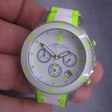 Buy Shop Marc Jacobs Rock Chronograph White Dial White & Green Silicone Strap Watch for Women - MBM2592 USA Online