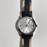 Buy Shop Burberry The City White Dial Black Haymarket Leather Strap Watch for Women - BU9150 USA Online