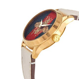 Buy Shop Gucci G Timeless Quartz Red & Green Dial Beige Leather Strap Watch For Women - YA1265009 USA Online