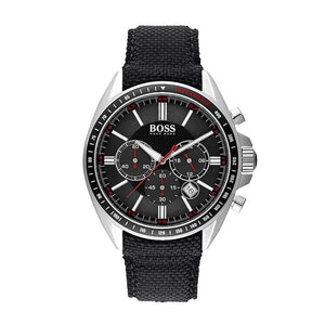 Buy Shop Hugo Boss Driver Black Dial Black Leather Strap Watch for Men -1513087 USA Online