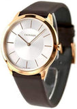 Buy Shop Calvin Klein Minimal White Dial Brown Leather Strap Watch for Men - K3M216G6 USA Online