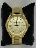 Buy Shop Michael Kors Slim Runway Gold Dial Gold Steel Strap Watch for Women - MK3335 USA Online