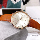 Buy Shop Michael Kors Jaryn Quartz Gold Dial Brown Leather Strap Watch For Women - MK2496 USA Online