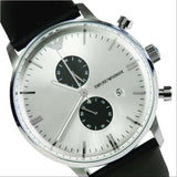 Buy Shop Emporio Armani Gianni White Dial Black Leather Strap Watch For Men - AR0385 USA Online
