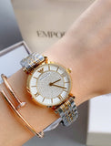 Buy Shop Emporio Armani Gianni T Bar Analog White Dial Two Tone Steel Strap Watch For Women - AR2076 USA Online