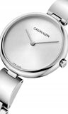 Buy Shop Calvin Klein Wavy Silver Dial Silver Steel Strap Watch for Women - K9U23146 USA Online