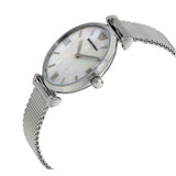 Buy Shop Emporio Armani Gianni T Bar Mother of Pearl Dial Silver Steel Strap Watch For Women - AR1955 USA Online