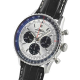Buy Shop Breitling Navitimer B01 Chronograph 43 Silver Dial Black Leather Strap Watch for Men - AB0138241G1P1 USA Online