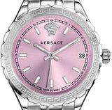 Versace Hellenyium Pink Dial Silver Steel Strap Watch for Women - V12010015