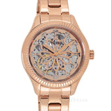 Buy Shop Fossil Rye Automatic Skeleton Rose Gold Dial Rose Gold Steel Strap Watch for Women - BQ3754 USA Online
