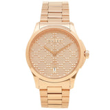 Gucci G Timeless Quartz Gold Dial Gold Steel Strap Watch For Women - YA126482