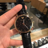 Buy Shop Emporio Armani Luigi Chronograph Black Dial Black Leather Watch For Men - AR1917 USA Online