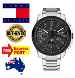 Buy Shop Tommy Hilfiger Iconic Quartz Black Dial Silver Steel Strap Watch for Men - 1791564 USA Online