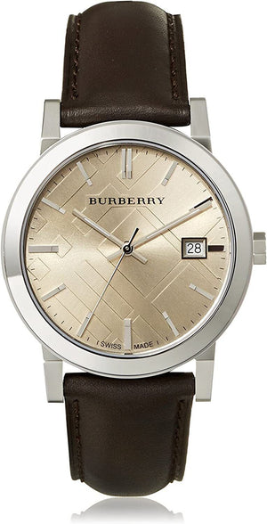 Buy Shop Burberry The City Gold Dial Brown Leather Strap Watch for Men - BU9011 USA Online