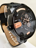Buy Shop Diesel Little Daddy Chronograph Black Dial Black Leather Strap Watch For Men - DZ7291 USA Online
