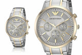 Emporio Armani Renato Chronograph Quartz Silver Dial Two Tone Steel Strap Watch For Men - AR11076