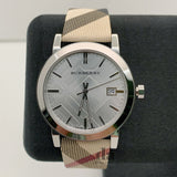 Buy Shop Burberry The City Nova Silver Dial White Leather Strap Watch for Women - BU9022 USA Online