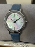 Buy Shop Michael Kors Cinthia Mother of Pearl Dial Blue Leather Strap Watch for Women - MK2661 USA Online