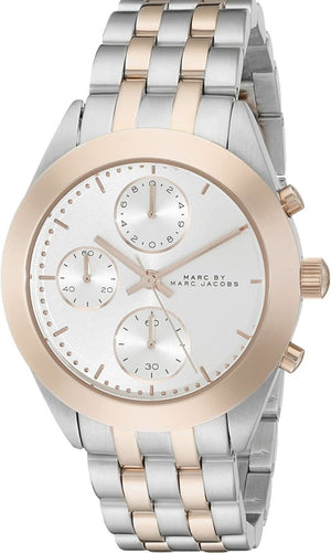 Buy Shop Marc Jacobs Peeker Chronograph Silver Two Tone Steel Strap Watch for Women - MBM3369 USA Online