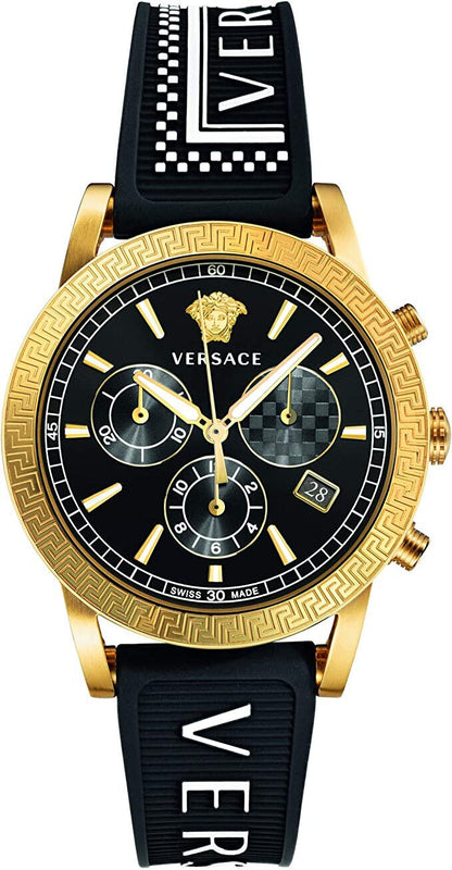 Buy Shop Versace Sports Tech Chronograph Black Dial Black Rubber Strap Watch for Men - VELT00119 USA Online