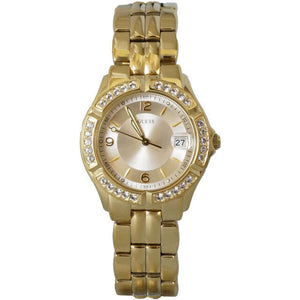 Buy Shop Guess Dazzling Diamonds Gold Dial Gold Steel Strap Watch for Women - W85110L1 USA Online