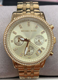 Buy Shop Michael Kors Runway Chronograph Gold Dial Gold Steel Strap Watch For Women - MK5698 USA Online