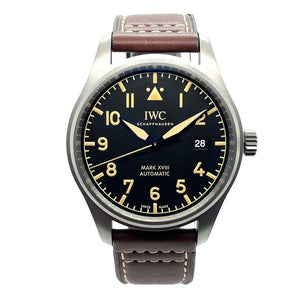 Buy Shop IWC Pilot's Watch Mark XVIII 40mm Black Dial Brown Leather Strap Watch for Men - IW327006 USA Online