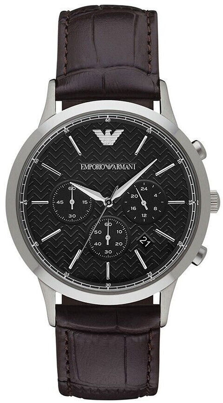 Buy Shop Emporio Armani Renato Chronograph Black Dial Brown Leather Strap Watch For Men - AR2482 USA Online
