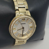 Buy Shop Fossil Virginia White Dial Gold Steel Strap Watch for Women - ES3283 USA Online