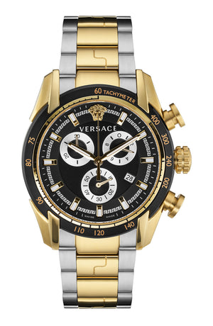 Buy Shop Versace V-Ray Chronograph Black Dial Two Tone Steel Strap Watch For Men - VE2I00421 USA Online