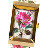 Buy Shop Gucci G-Frame Floral Mother of Pearl Dial White Leather Strap Watch For Women - YA147406 USA Online