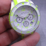 Buy Shop Marc Jacobs Rock Chronograph White Dial White & Green Silicone Strap Watch for Women - MBM2592 USA Online