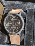 Buy Shop Emporio Armani Chronograph Black Dial Brown Leather Strap Watch For Men - AR11078 USA Online